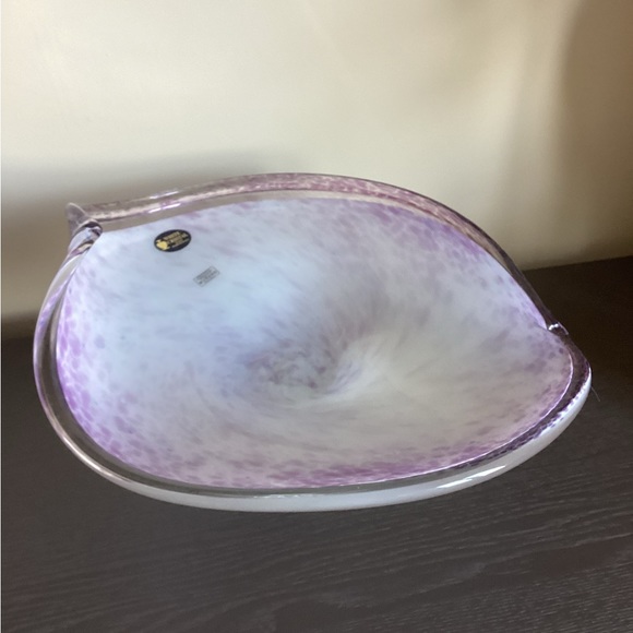 Murano White Crystal Glass Pedestal Bowl. - Picture 4 of 5